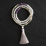 Alabaster, Spectrolite & Amethyst Mala