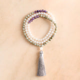 Alabaster, Spectrolite & Amethyst Mala