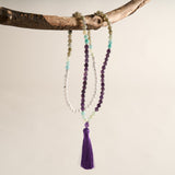Amazonite, Spectrolite & Amethyst Mala