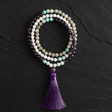 Amazonite, Spectrolite & Amethyst Mala