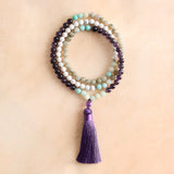Amazonite, Spectrolite & Amethyst Mala