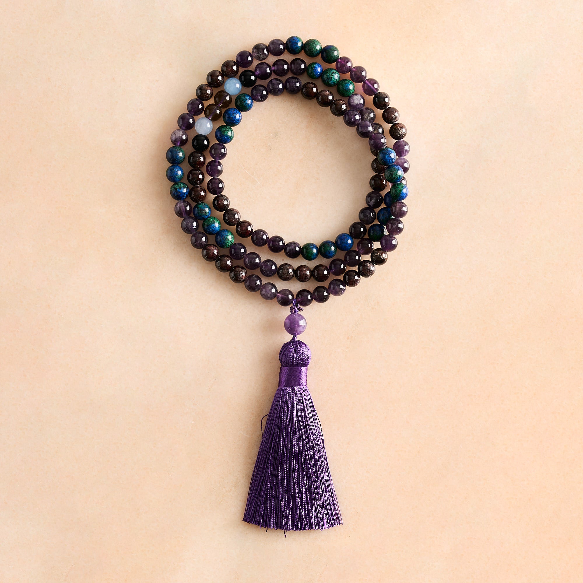 Amethyst, Lapis Lazuli & Garnet Mala
