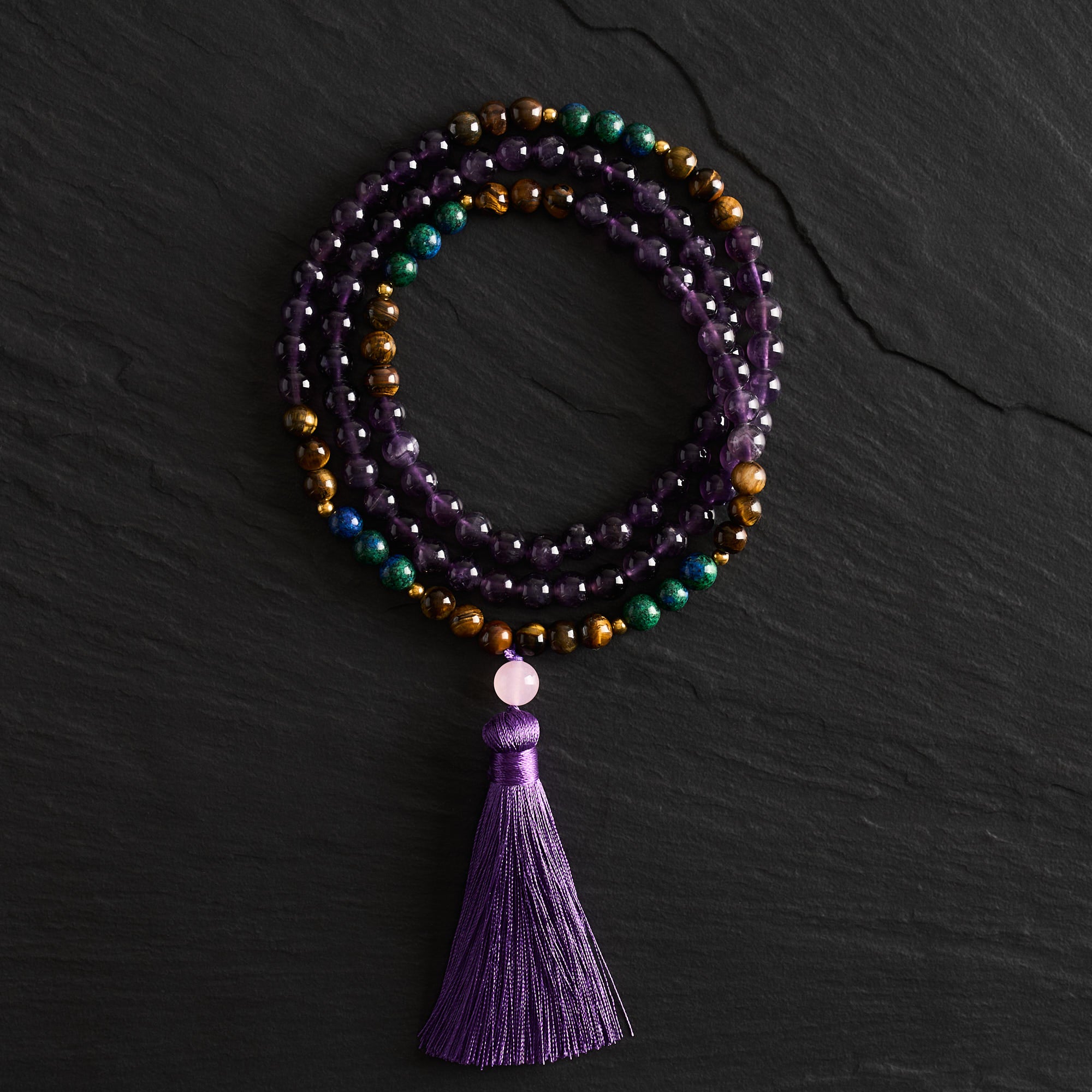 Amethyst, Lapis Lazuli & Tiger Eye Mala