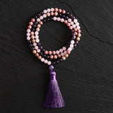 Amethyst, Rose Quartz & Rhodochrosite Mala