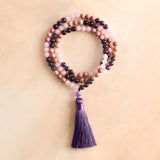 Amethyst, Rose Quartz & Rhodochrosite Mala