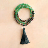 Green Aventurine, Indian Agate & African Turquoise Mala