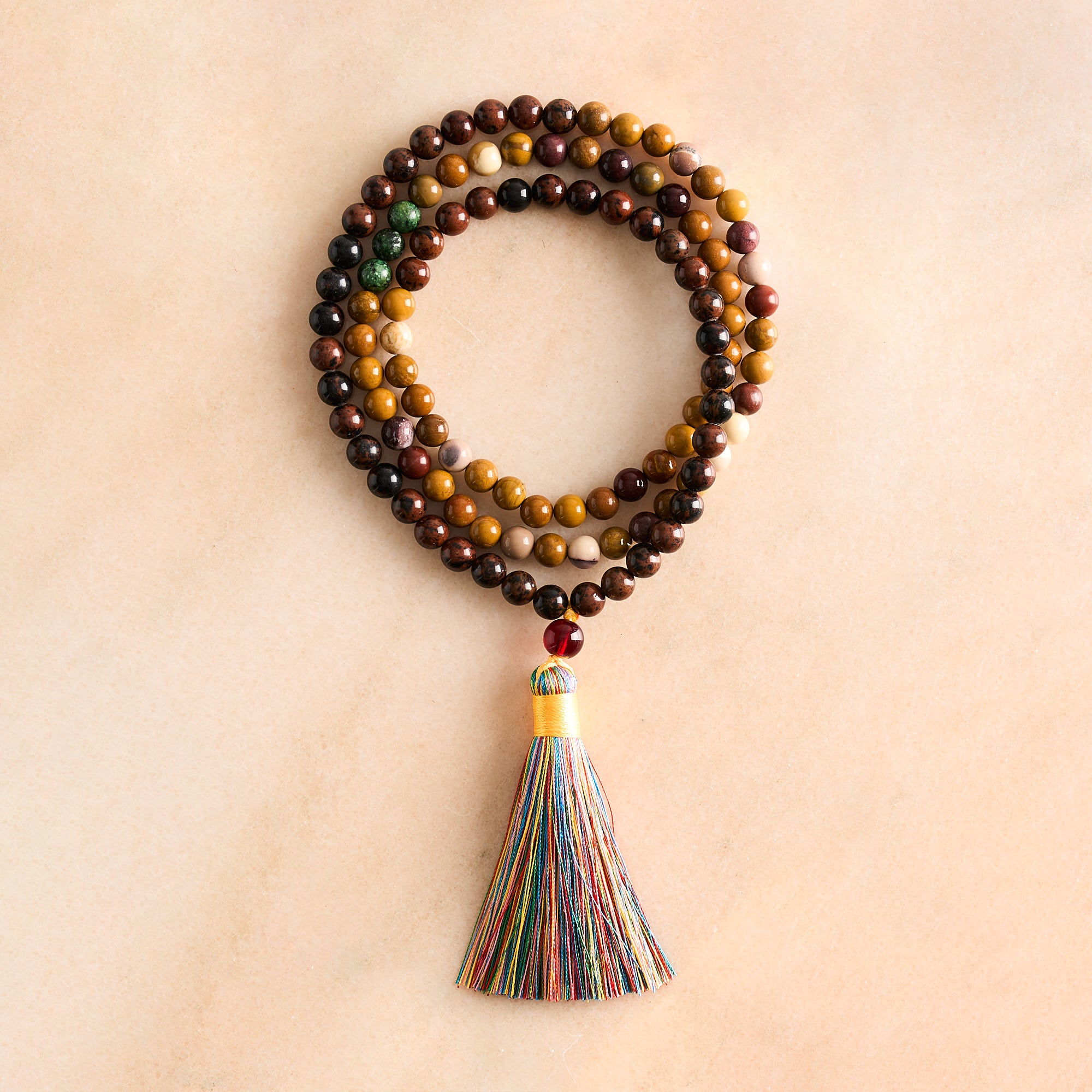 Mahogany, Obsidian & Mookite Mala