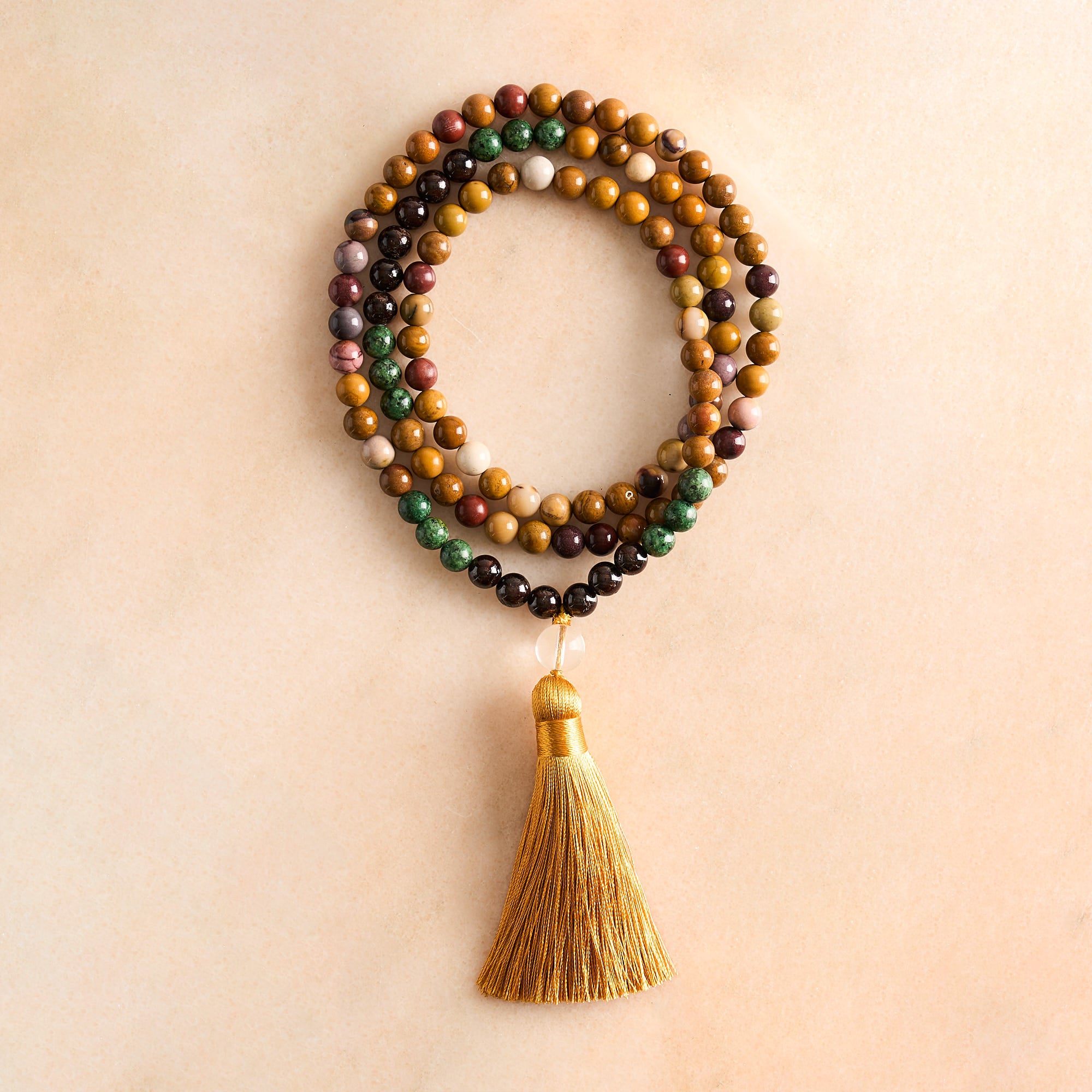 Mookite, African Turquoise & Garnet Mala