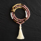 Tiger Eye, Rhodochrosite & Citrine Mala