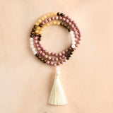 Tiger Eye, Rhodochrosite & Citrine Mala