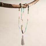 Spectrolite, Rose Quartz & Amazonite Mala
