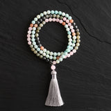 Spectrolite, Rose Quartz & Amazonite Mala